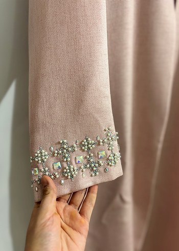 Nakış İşlemeli Pembe Uzun abiye - Görsel 2