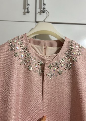 Nakış İşlemeli Pembe Uzun abiye - Görsel 3