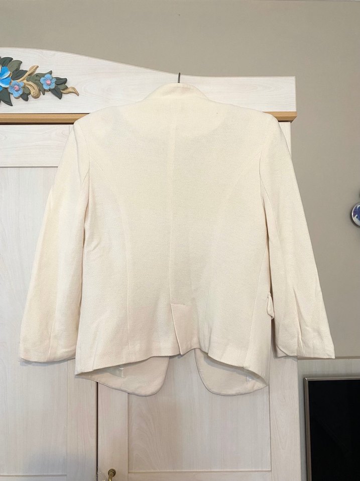 Kadın Beyaz Keten Blazer Ceket - Görsel 3