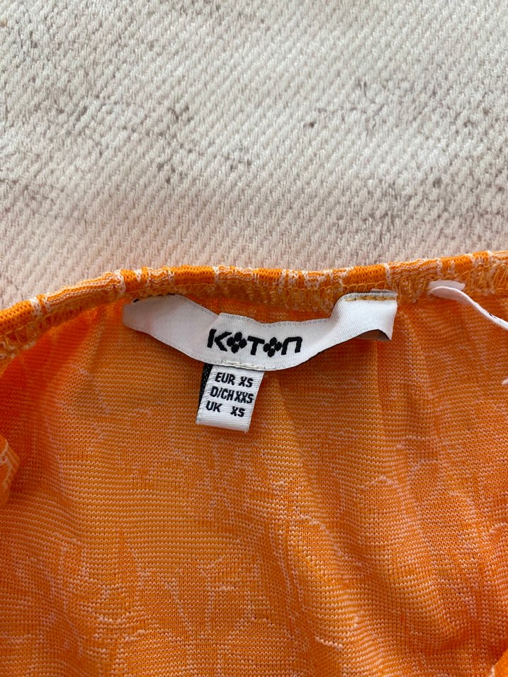 Turuncu Çiçek Desenli Mini Elbise - Görsel 4