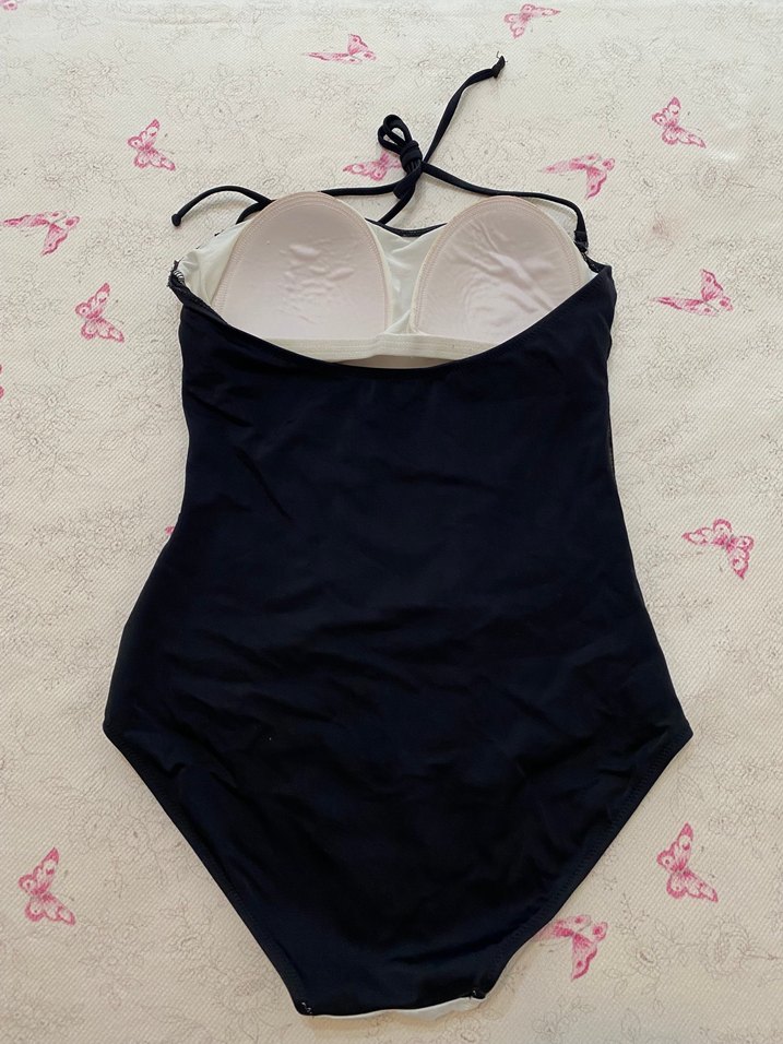 Kadın siyah beyaz İpli Mayo - Görsel 4