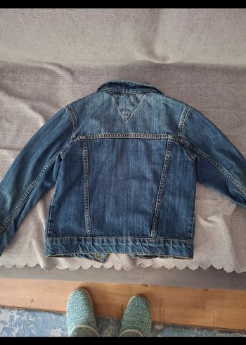 kiz erkek Çocuk Mavi Denim Düğmeli  kot Ceket - Görsel 2