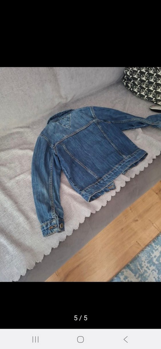 kiz erkek Çocuk Mavi Denim Düğmeli  kot Ceket - Görsel 5