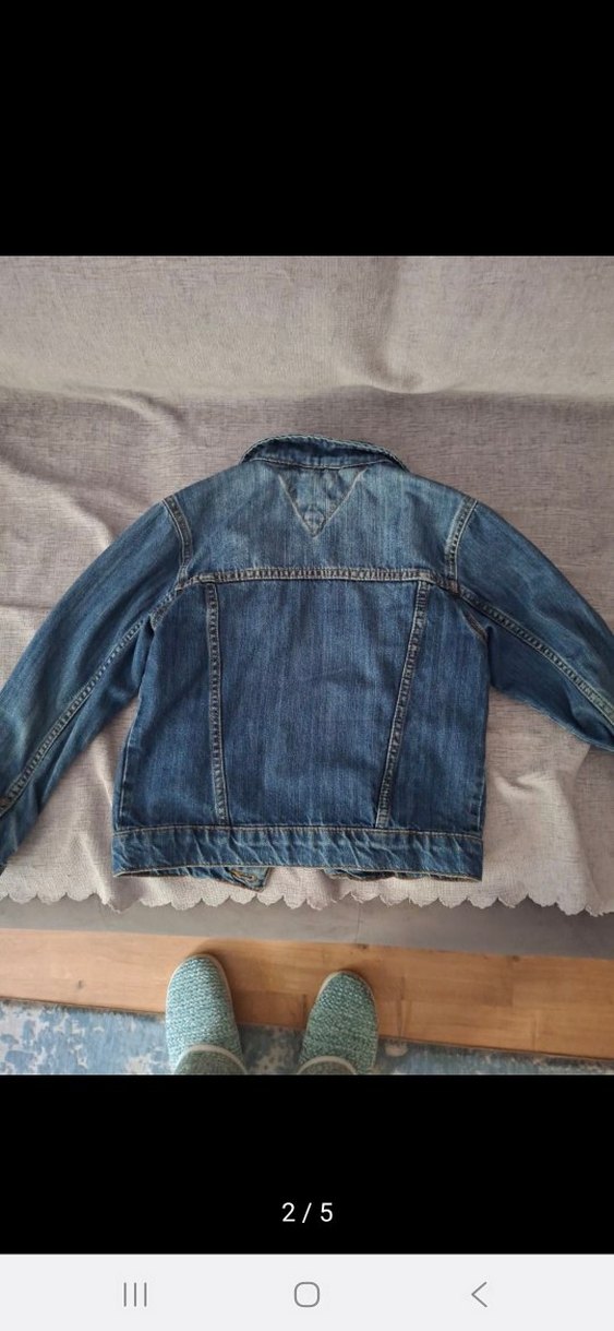 kiz erkek Çocuk Mavi Denim Düğmeli  kot Ceket - Görsel 2