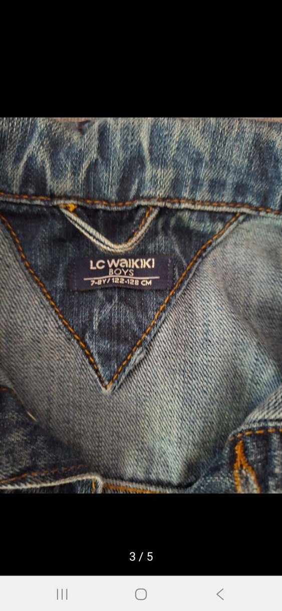 kiz erkek Çocuk Mavi Denim Düğmeli  kot Ceket - Görsel 3