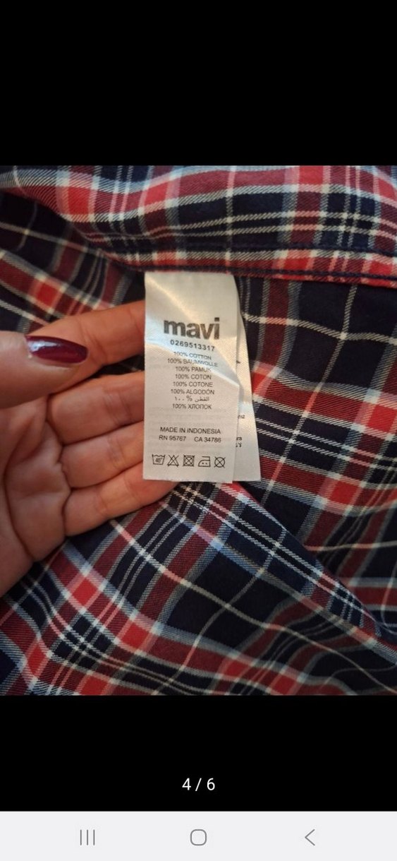 Kırmızı Ekose Uzun Kollu Erkek Gömlek Mavi jeans - Görsel 3