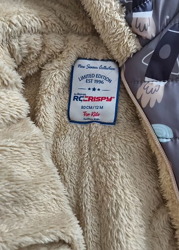 Gri Desenli Bebek Tulumu, Kürklü Kapüşonlu - Görsel 3