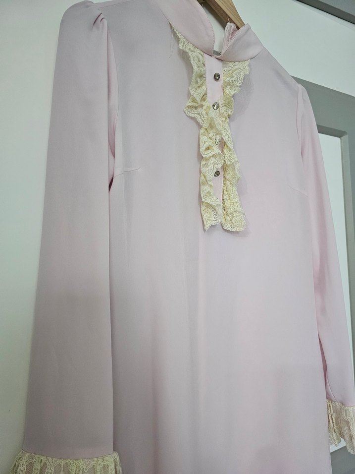 Pembe Uzun Kollu Nakışlı Kadın tunik - Görsel 5