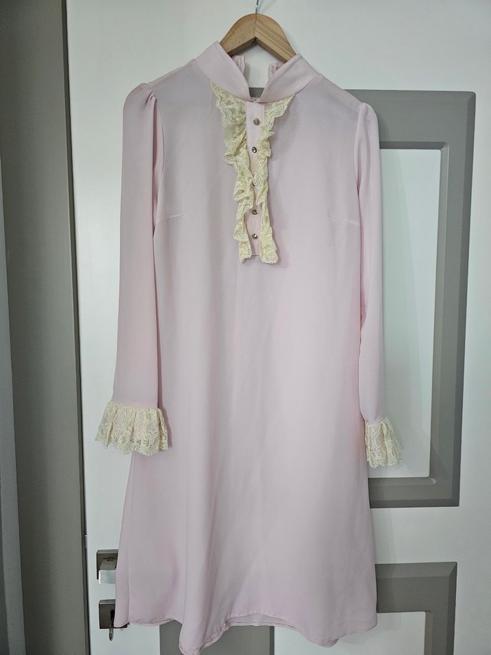 Pembe Uzun Kollu Nakışlı Kadın tunik - Görsel 3