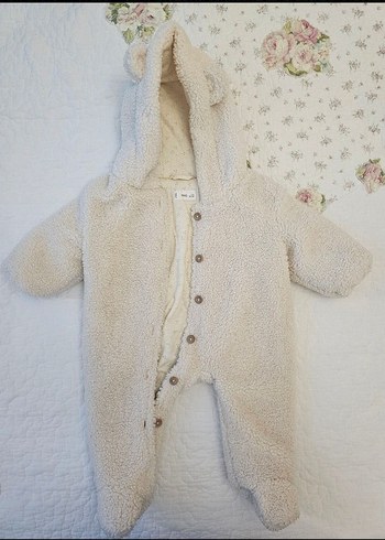 Kapüşonlu Beyaz Kürk Detaylı Bebek Tulumu - Görsel 8