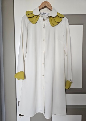 Uzun Kollu Beyaz Papatya yaka tunik - Görsel 6