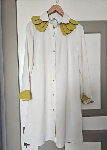 Uzun Kollu Beyaz Papatya yaka tunik - Görsel 5