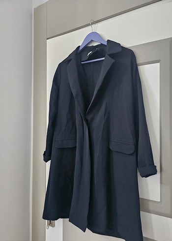 Siyah Uzun Kadın Ceket - Görsel 4