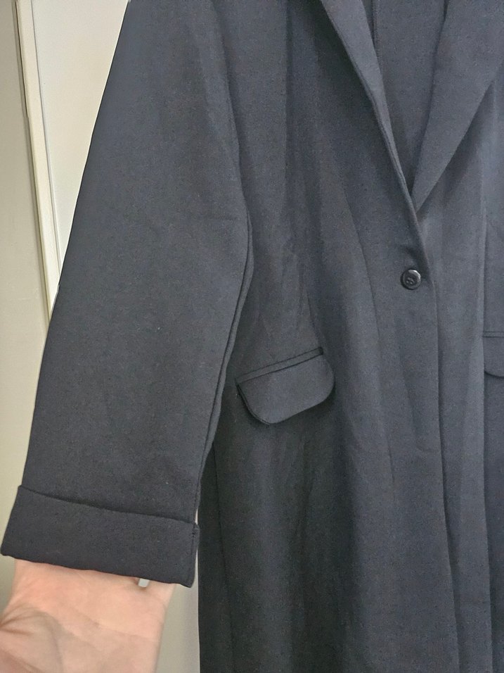 Siyah Uzun Kadın Ceket - Görsel 2