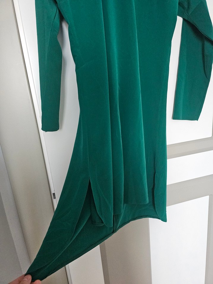 Drapeli Uzun Kollu Yeşil Kadın Tunik - Görsel 3