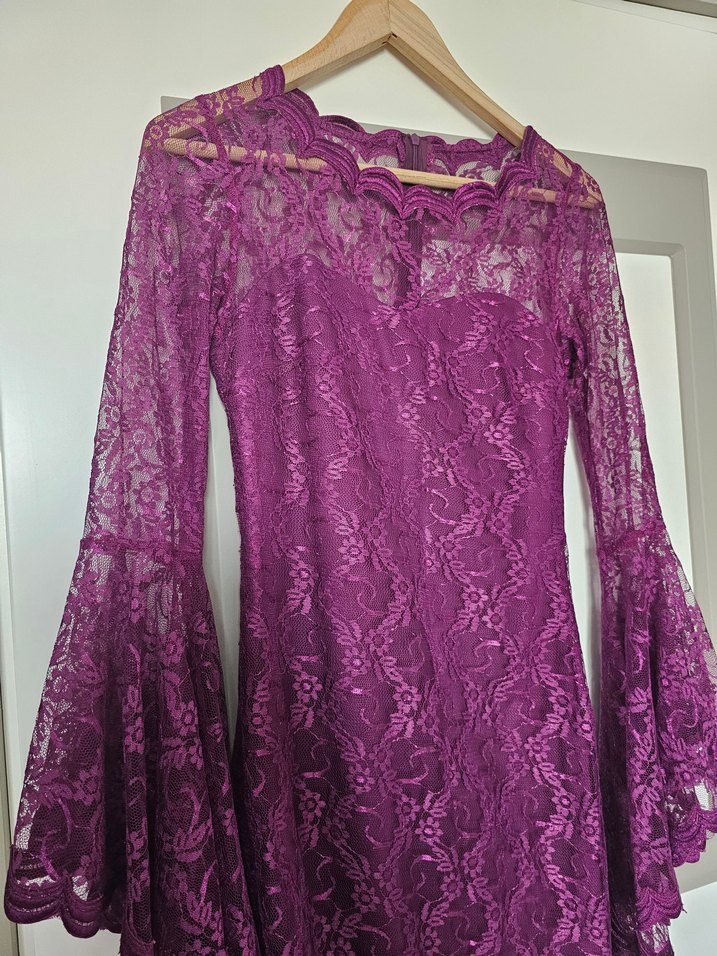 Diger Mor Dantel Bohem Midi Elbise - Görsel 3