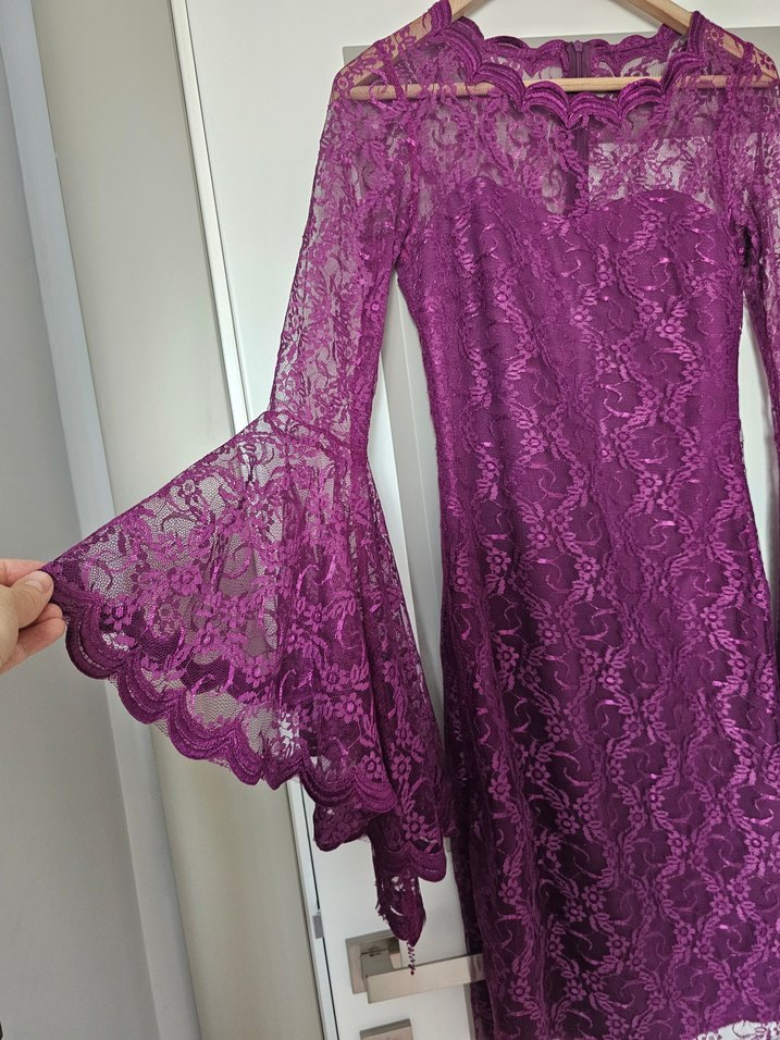 Diger Mor Dantel Bohem Midi Elbise - Görsel 4