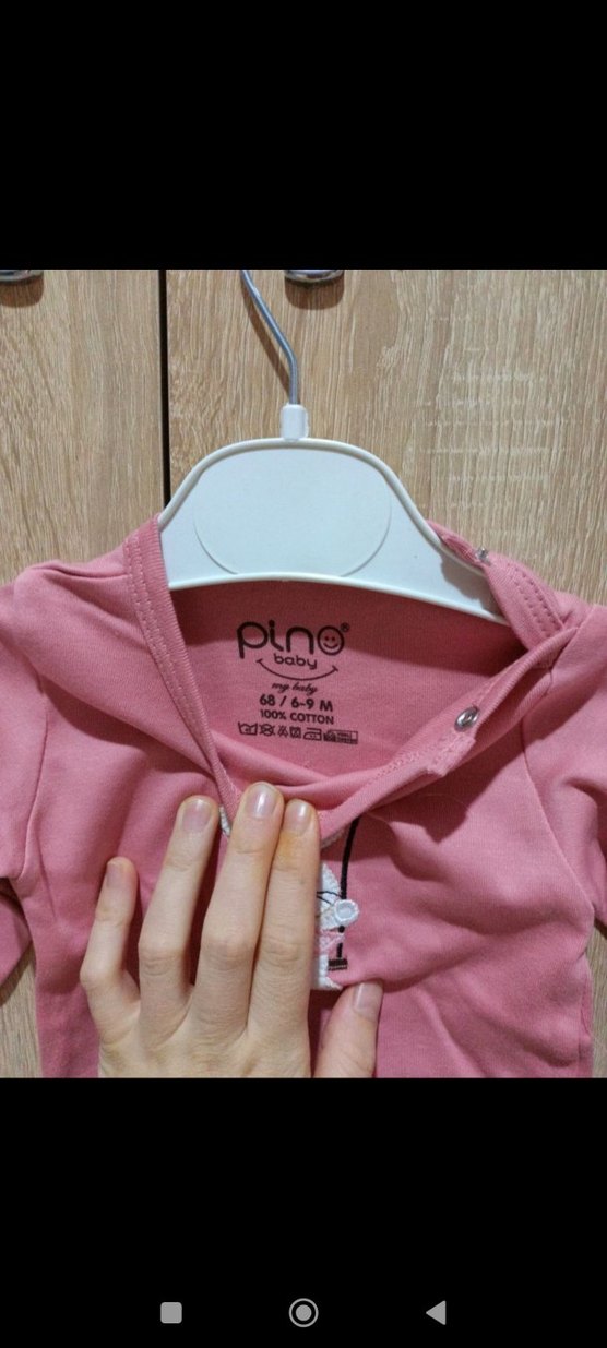 Uzun Kollu Pembe Örgü Bebek Body - Görsel 2