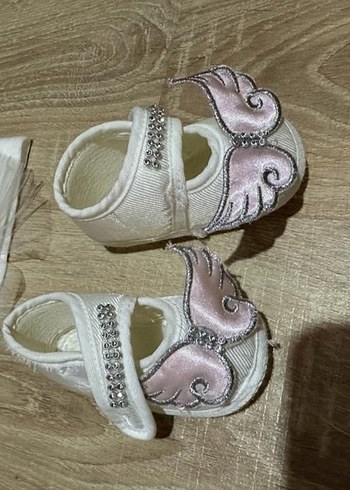 Nakışlı Beyaz Kız Çocuk Ayakkabısı ve Bandana - Görsel 2