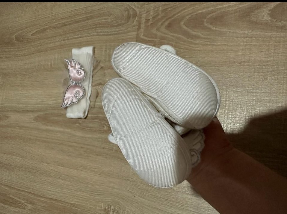 Nakışlı Beyaz Kız Çocuk Ayakkabısı ve Bandana - Görsel 4