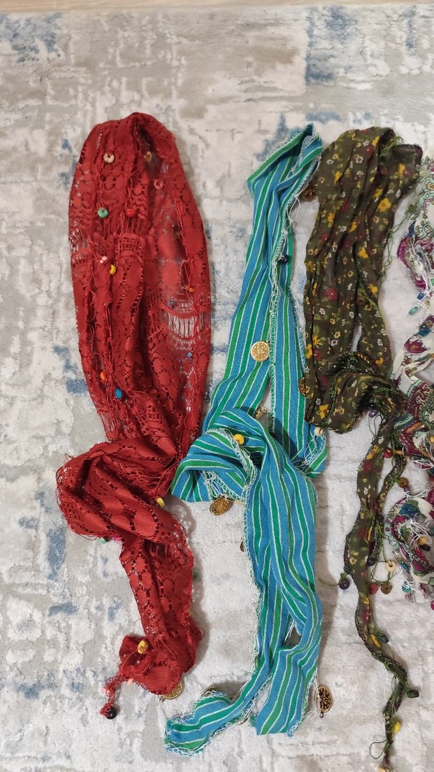 Renkli Boncuklu Bohem Kadın Fular Seti - Görsel 3