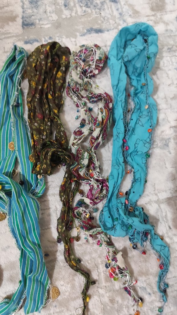 Renkli Boncuklu Bohem Kadın Fular Seti - Görsel 2