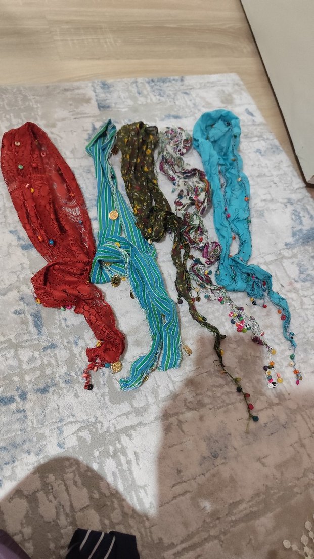 Renkli Boncuklu Bohem Kadın Fular Seti - Görsel 4