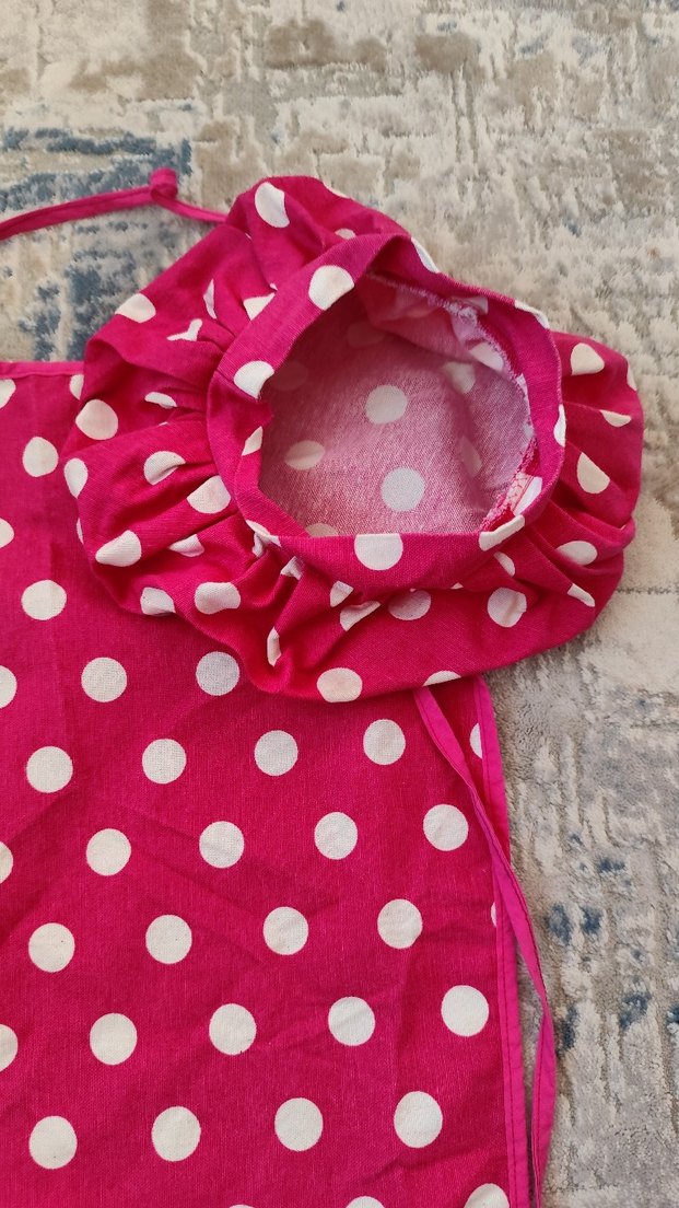 Puantiyeli Pembe çocuk Mutfak Önlüğü ve Şapka - Görsel 3