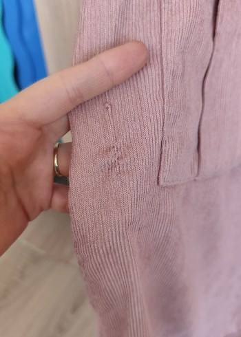 Düğmeli Pembe Keten Kadın Gömlek - Görsel 2