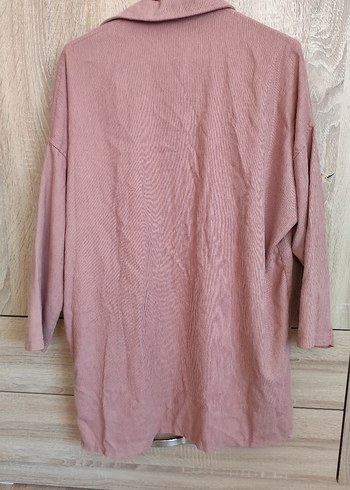 Düğmeli Pembe Keten Kadın Gömlek - Görsel 4