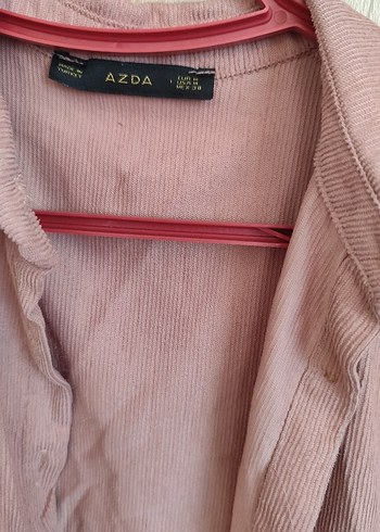 Düğmeli Pembe Keten Kadın Gömlek - Görsel 3