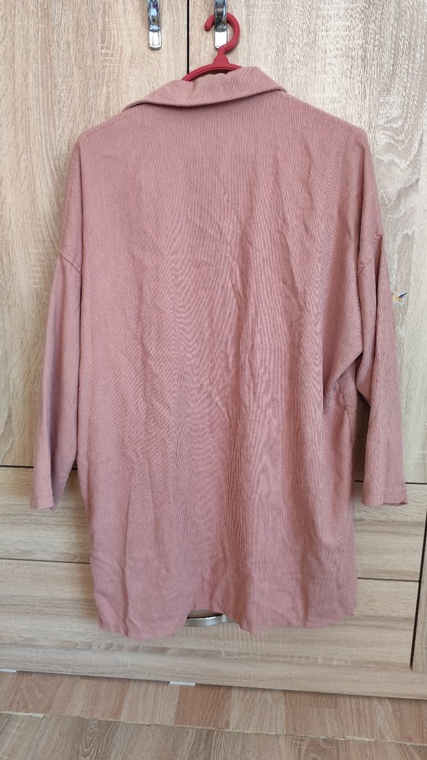 Düğmeli Pembe Keten Kadın Gömlek - Görsel 4