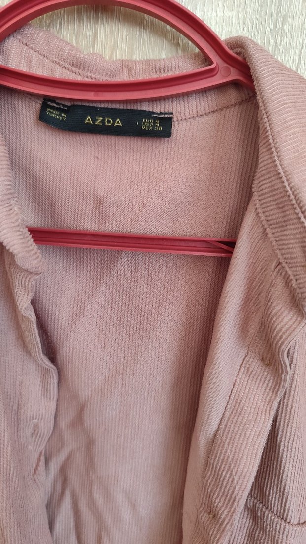 Düğmeli Pembe Keten Kadın Gömlek - Görsel 3