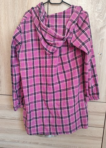 Düğmeli Pembe Ekose Kadın Gömlek - Görsel 3
