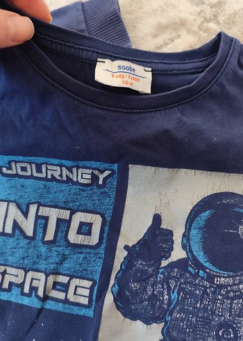 Uzun Kollu Erkek Tişörtü, Baskılı, Mavi - Görsel 2