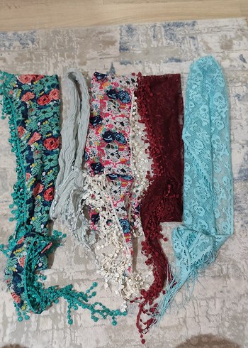 Dantel Detaylı Çok Renkli Bohem Kadın bandana - Görsel 3