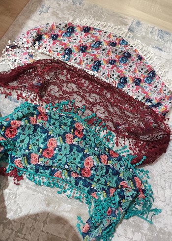 Dantel Detaylı Çok Renkli Bohem Kadın bandana - Görsel 2