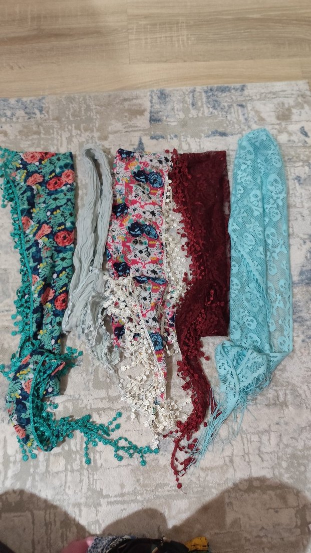 Dantel Detaylı Çok Renkli Bohem Kadın bandana - Görsel 3