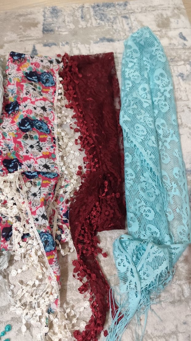 Dantel Detaylı Çok Renkli Bohem Kadın bandana - Görsel 5