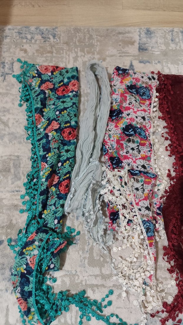 Dantel Detaylı Çok Renkli Bohem Kadın bandana - Görsel 4