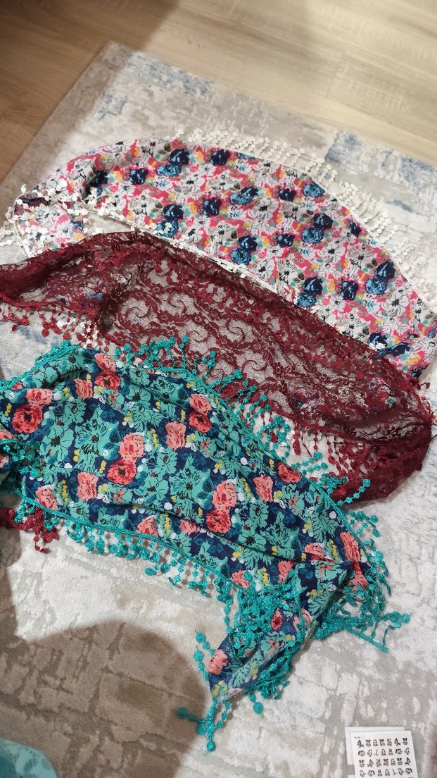 Dantel Detaylı Çok Renkli Bohem Kadın bandana - Görsel 2