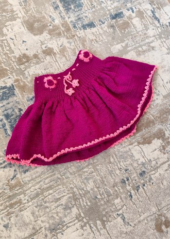 Nakışlı Pembe Kız Çocuk Örgü Etek - Görsel 2