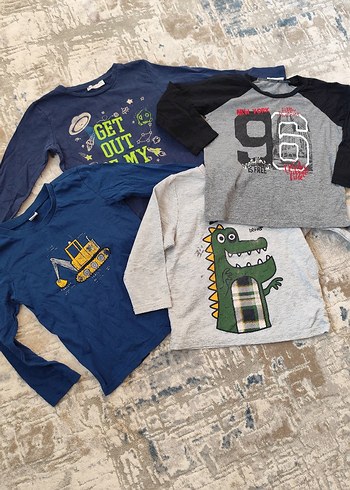 Gri Erkek Çocuk Uzun Kollu Baskılı Tişört - Görsel 2