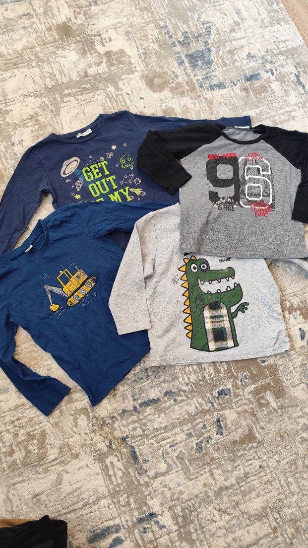 Gri Erkek Çocuk Uzun Kollu Baskılı Tişört - Görsel 2