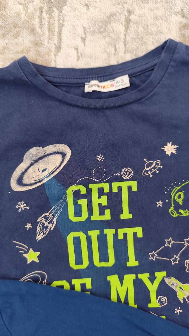 Gri Erkek Çocuk Uzun Kollu Baskılı Tişört - Görsel 3