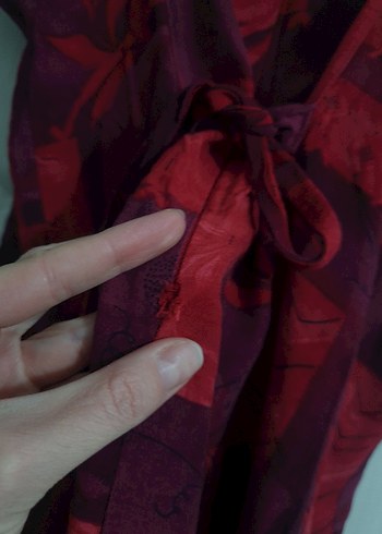 Kırmızı Desenli İnce Askılı Kadın Mini Elbise - Görsel 7