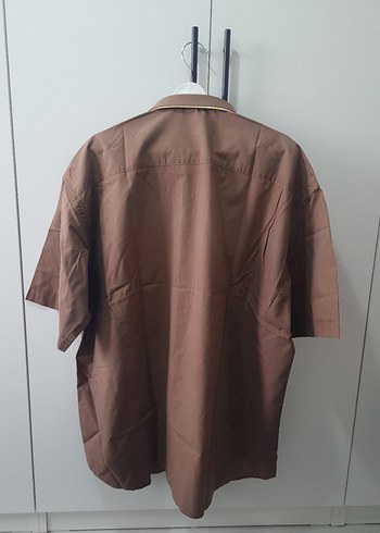 Düğmeli Kahverengi Kısa Kollu Erkek Gömlek - Görsel 6