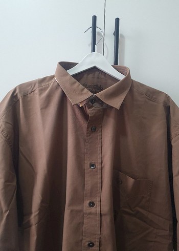 Düğmeli Kahverengi Kısa Kollu Erkek Gömlek - Görsel 3