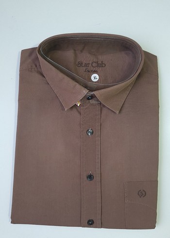 Düğmeli Kahverengi Kısa Kollu Erkek Gömlek - Görsel 7