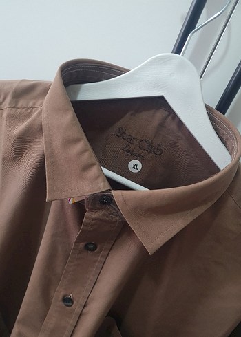 Düğmeli Kahverengi Kısa Kollu Erkek Gömlek - Görsel 4